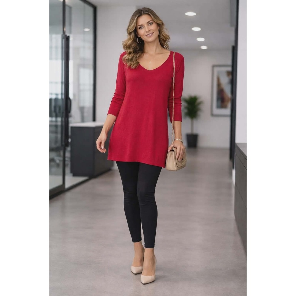 Express Red Knit Dress Large NWT Long Sleeve Scoop Neck Casual‎ Chic